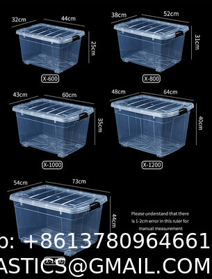 Recyclable Bin Household Multifunction Large Stackable Clothes Clear Transparent PP Container Box Plastic Storage Boxes Bins With Lid Wheels