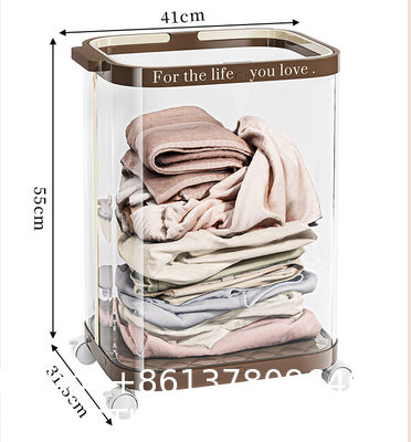 Sustainable Household Dirty Clothes Basket Simple Transparent With Handle Clothing Storage Basket Retro Sorting Basket Removable Plastic Laundry Basket
