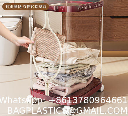 Sustainable Household Dirty Clothes Basket Simple Transparent With Handle Clothing Storage Basket Retro Sorting Basket Removable Plastic Laundry Basket