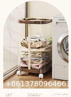 Sustainable Household Dirty Clothes Basket Simple Transparent With Handle Clothing Storage Basket Retro Sorting Basket Removable Plastic Laundry Basket
