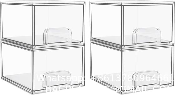 Stackable Storage Drawers,Acrylic Bathroom Makeup Organizer,Plastic Storage Bins For Vanity, Undersink, Kitchen Cabinets, Pantry, Home Organization
