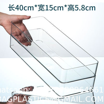 Stackable Refrigerator Organizer Bins Clear Kitchen Organizer Container Bins With Handles Plastic Bags For Pantry, Cabinets, Shelves, Drawer, Freezer - Food Safe