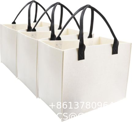 Biodegradable Sustainable Eco Friendly Green Felt Bag Storage High-Capacity Solid Color Two Shoulder Straps Custom Logo Felt Tote Bag Shopping