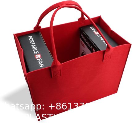 Biodegradable Sustainable Eco Friendly Green Felt Bag Storage High-Capacity Solid Color Two Shoulder Straps Custom Logo Felt Tote Bag Shopping