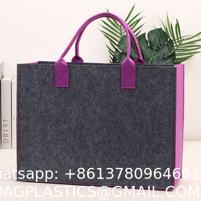 Felt Tote Bag Reusable Lightly Heavy Duty Grocery Tote Bag With Handles Shopping Felt Bags Wholesale Custom Simple Letter Logo Eco-Friendly Durable Multi-Scenario Suitable Felt Shopping Tote Bag