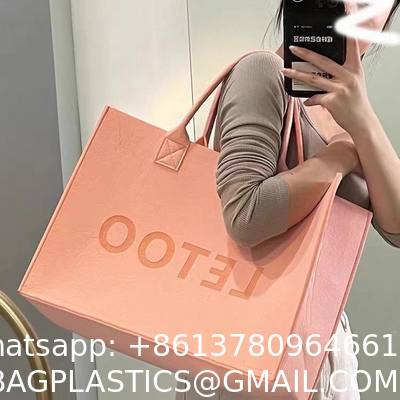 Cosmetic Bag Multi-Pocket Handbag Cartoon Felt Bag With Logo Fashionable Splicing Colors Accept Custom Logo Gift Tote Bag Felt Clothes Shopping Korean Fashion Bags