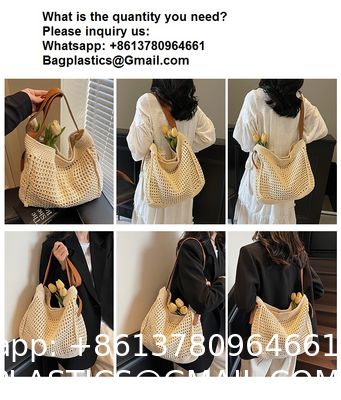 Straw Beach Tote Bag Large Summer Handmade Woven Tote Bag For Women Boho Woven Bags For Summer Vacations Pool Holiday Travel Women Small Straw Bags Summer Beach Tote Bag Handmade Woven Hobo Purse