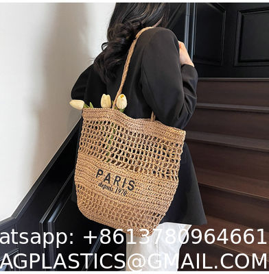 Find Similar Icon Summer Beach Holiday Dress Luxury Lady Casual Underarm Handbag Slouch Crochet Straw Raffia Tote Shopping Travel Bucket Bag