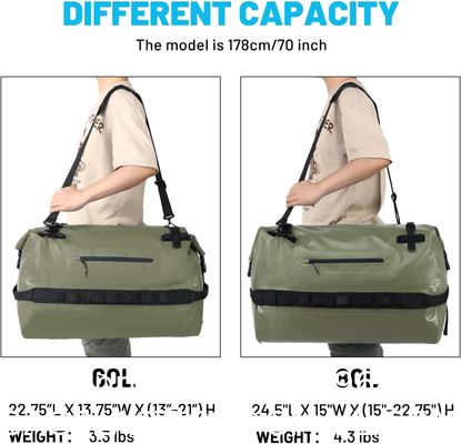 Large Waterproof Duffel Bag Rolltop Dry Backpack Duffle Bags For Kayaking, Rafting, Boating, Swimming, Camping, Travel, Gym, Beach, 60L/80L