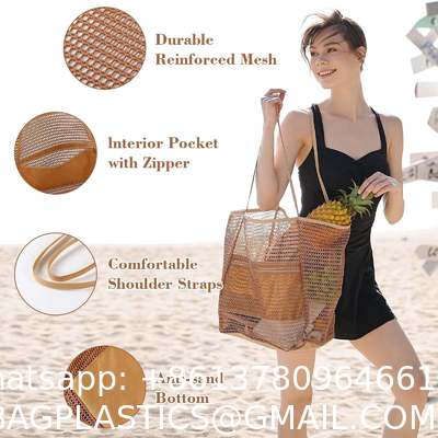 fashion tote bag, beach bag, Hot Sale Large Custom Logo Insulated Tote Foldable Bolso De Playa Eva Mesh Beach Bag Shoulder Handbag Beach Storage Bag