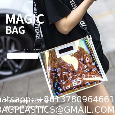 Custom Beach Bag Wholesale Pvc Shopping Bag Luxury Waterproof Holographic Clear Tote Bags With Logo Women Cosmetic Handbags