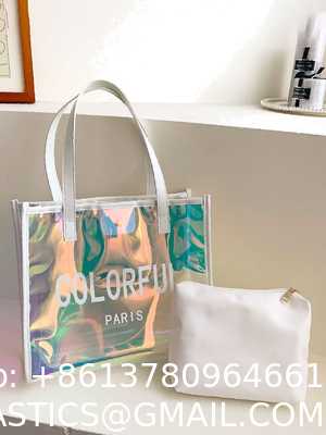 Eco-Friendly Waterproof Convenience Laser Pvc Beach Tote Bag Tote Pvc Bag Customizable Purses Ladies Transparent Jelly Tote Handbags Women PVC Hand Bags