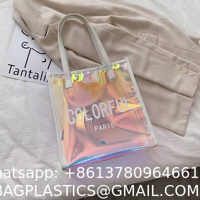 Eco-Friendly Waterproof Convenience Laser Pvc Beach Tote Bag Tote Pvc Bag Customizable Purses Ladies Transparent Jelly Tote Handbags Women PVC Hand Bags