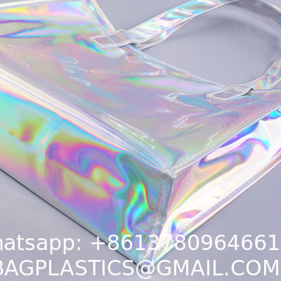 Hot Sale Gift Custom Color Logo Foldable Transparent Waterproof Holographic Shopping Clear TotePvc Tote Waterproof Transparent Shoulder Jelly Custom Pvc Shopping Holographic Bag Clear Laser Handbag