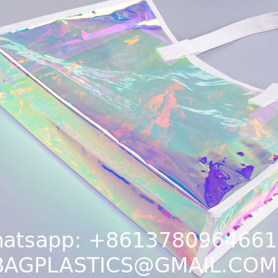 Hot Sale Gift Custom Color Logo Foldable Transparent Waterproof Holographic Shopping Clear TotePvc Tote Waterproof Transparent Shoulder Jelly Custom Pvc Shopping Holographic Bag Clear Laser Handbag
