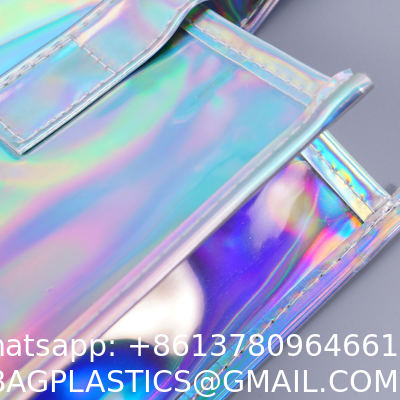 Hot Sale Gift Custom Color Logo Foldable Transparent Waterproof Holographic Shopping Clear TotePvc Tote Waterproof Transparent Shoulder Jelly Custom Pvc Shopping Holographic Bag Clear Laser Handbag
