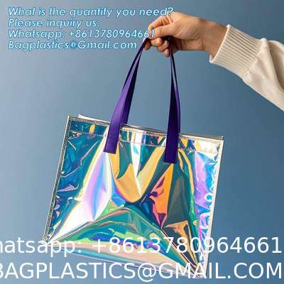 Vinyl Tote Bag Neon Jelly Shoulder Beach Bag Laser Shopping Summer Beach Women Pvc Shoulder Tote Bags Holographic Waterproof Jelly Transparent Handbag For Girl