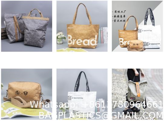 Trending Product Reusable Washable Durable Handbags Tote Bags Vintage Waterproof Dupont Tote Bag Kraft Tyvek Paper Handbag