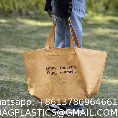 Tyvek And Kraft Paper Tote Bag, Large Size With Long Strap, Washable Eco Friendly Bag For Home, Office, Travel Tote Bag Women’s Kraft Paper Work Handbags Purses with Top Handle