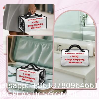 DuPont Travel Folding Storage Cosmetic Bag, pu lether Travel Makeup Organizer Bag, Foldable Toiletry Bag With Detachable Pouches, Large Capacity 4-In-1 Roll-Up Cosmetic Storage With Handle For Women