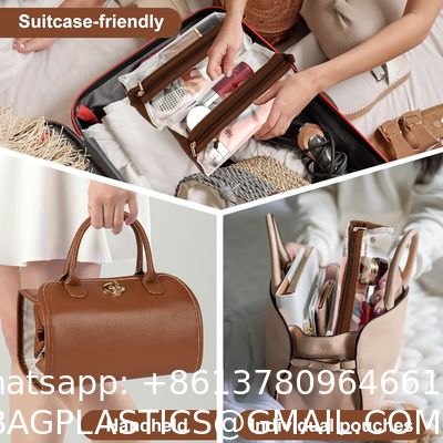 DuPont Travel Folding Storage Cosmetic Bag, pu lether Travel Makeup Organizer Bag, Foldable Toiletry Bag With Detachable Pouches, Large Capacity 4-In-1 Roll-Up Cosmetic Storage With Handle For Women