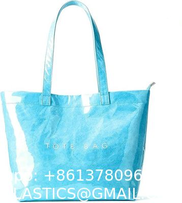 Fashion Casual Street Reusable Environmental Handbag Zipper Tote Bag, Kraft Paper Beach Bag Large Hobo Carry All Travel Shopping Handbag Plastic Shoulder Bag