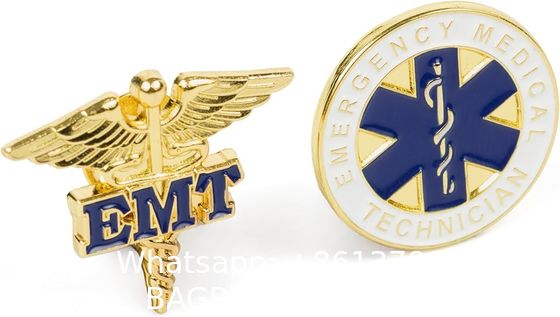 Emergency Medical Technician "EMT" Lapel Pin Set American Flag Uniform Pin For Police and Firefighters Metal Name Badges Engraved Metal Police Fire Military Better Badges