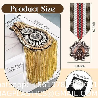 Blazer Shoulder Epaulets Tassel Chain Epaulet Punk Fringe Shoulder Badge Epaulet/Kpop Fringed/Tassel Metal Punk Shoulder Epaulette/Dpikes Brooch