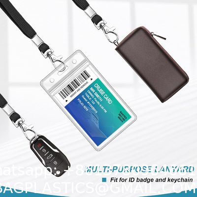 Pack Clear ID Badge Holder With Lanyard Black Lanyards With Vertical Waterproof ID Badge Holder For Office, School, Travel