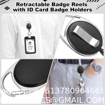 Pack Badge Holder Retractable Clip Heavy Duty Reels With Vertical Sliding ID Badge Holder Black Hard Plastic For Women Nurse Teacher Student