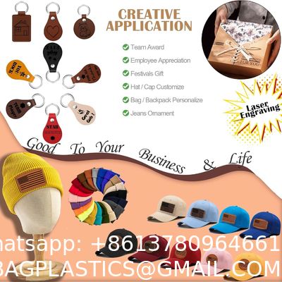 Laser Engraving Blanks Leatherette Khaki & Brown Hat Patches - PU Leather Iron On Hat Patches For DIY Custom Laserable Engravable Craft Gifts