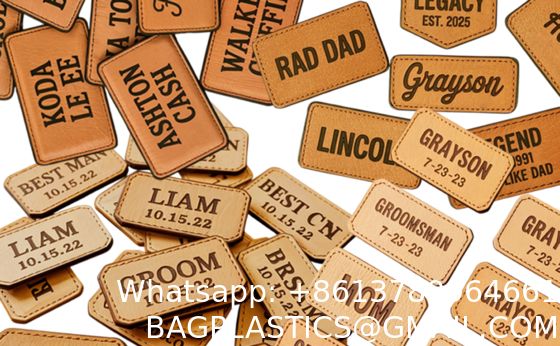 Customized Stamping Logo Eco Friendly Embossed Leather Tags Leather Patch Sewing Iron On Leather Labels For Clothes Garment Hat