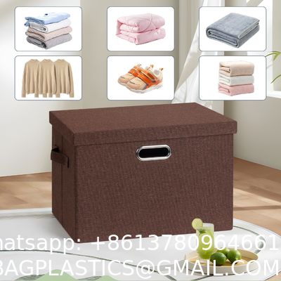Large jute fabrics Collapsible Storage Bins With Lids Jute Fabric Foldable Storage Boxes Organizer Containers Baskets Cube With Cover For Home Bedroom Closet Office Nursery