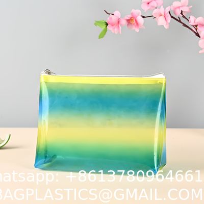 purse wallet, sustainable recyclable Transparent Hologram Cosmetic Bag Shiny Makeup Bag Clutch Handbag Waterproof Travel Wash Bag Toiletry Bag