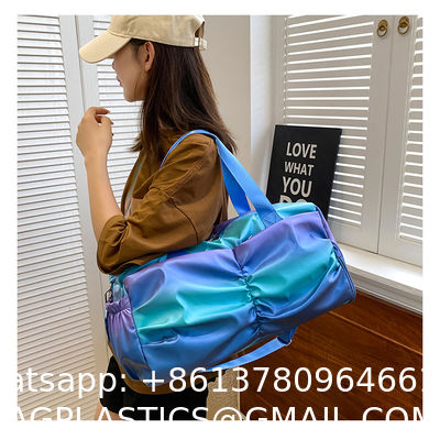 Holographic Shimmering Gym Duffle Bag With Shoes Compartment & Wet Pocket, Women Weekend Overnight Travel Bag Gymnastic Dance Bag For Girl