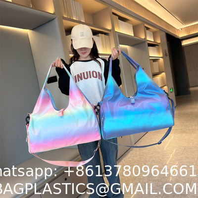 Gym Bag For Women With Wet Pocket & Shoe Compartment, Sports Duffel Overnight Weekender Hospital Workout Carry On Bag For Girls, Holographic Purse Ideal For Travel, Swimming, Dance