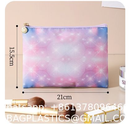 Toiletry Bag,Water Resistant Cosmetic Organizer For Bathroom, Quart Size Clear Iridescent Hard Shell Zipper Case For Toiletries,Portable Storage For Women Girls,Travel Essentials