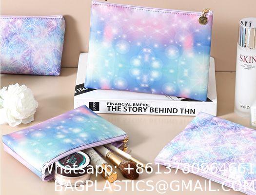 Toiletry Bag,Water Resistant Cosmetic Organizer For Bathroom, Quart Size Clear Iridescent Hard Shell Zipper Case For Toiletries,Portable Storage For Women Girls,Travel Essentials