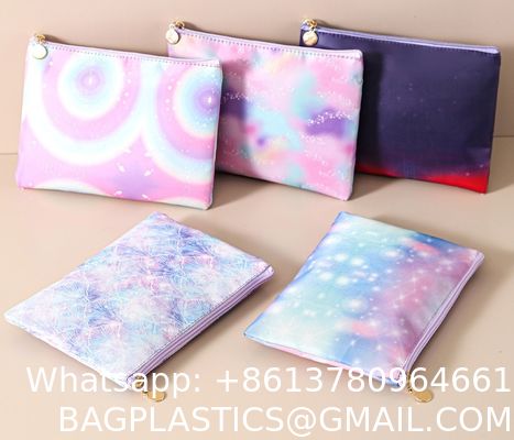 Toiletry Bag,Water Resistant Cosmetic Organizer For Bathroom, Quart Size Clear Iridescent Hard Shell Zipper Case For Toiletries,Portable Storage For Women Girls,Travel Essentials