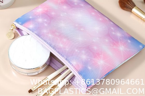 Toiletry Bag,Water Resistant Cosmetic Organizer For Bathroom, Quart Size Clear Iridescent Hard Shell Zipper Case For Toiletries,Portable Storage For Women Girls,Travel Essentials