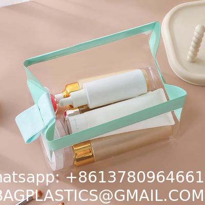Biodegradable recyclable sustainable Clear Travel Toiletry Bag With Magnetic Closure, Makeup Bag For Women And Men, Cosmetic Bag For Travel