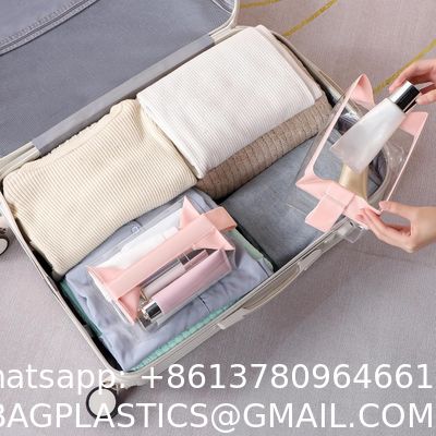 Biodegradable recyclable sustainable Clear Travel Toiletry Bag With Magnetic Closure, Makeup Bag For Women And Men, Cosmetic Bag For Travel