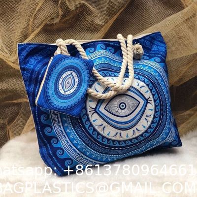 Devil'S Eye Women'S Beach Bag Pure Cotton Portable Large Capacity Canvas Bag Can Be Printed Logo Seaside Shoulder Bag Fabric