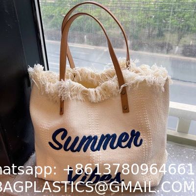 Korean Style Bag Large Capacity Canvas Bag Embroidered Letter Tote Bag Handbag Fashionable Woven Tassel Shoulder Bag