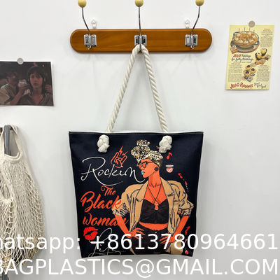 Wholesale Women'S Printed Handbags, Tote Bags, Lightweight Thick Rope Shoulder Bags, Fashionable And Artistic Versatile Beach Bags