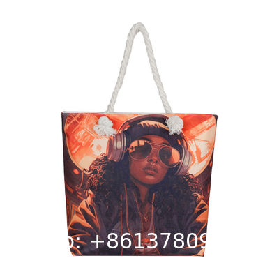 Wholesale Women'S Printed Handbags, Tote Bags, Lightweight Thick Rope Shoulder Bags, Fashionable And Artistic Versatile Beach Bags