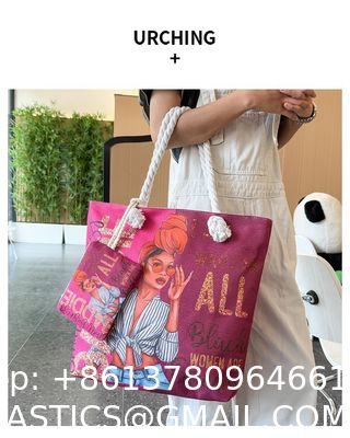 Versatile And Practical Multifunctional Zipper Handbag, Foldable Beach Bag, Creative New Cartoon Print Shoulder Bag