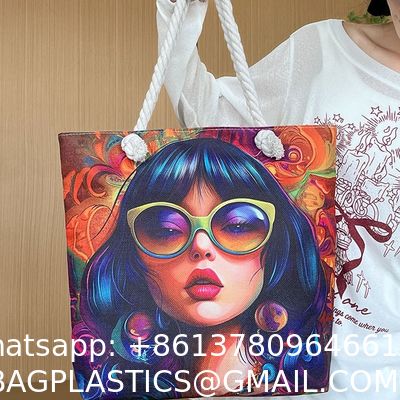 Popular Forest Black Girl Print Shoulder Bag Thick Rope Tote Bag Fashionable Large Capacity Women'S Bag Manufacturer Wholesale