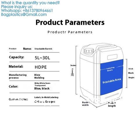 25L Plastic Barrel White Food Grade Square Jerry Can HDPE 25 Litre Chemical Drum Transparent 25 KGS Container Food Grade Square Plastic Bucket Jerrycan Laboratory Waste Liquid Drums Thickened Stack