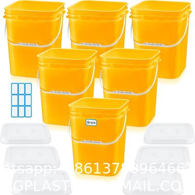 Square Bucket With Lid,Industries Barrels With Lid And Plastic Handle,Rain Buckets,Food Storage Containers DIY Label Stickers Towel And Brush For Paint Storage Tank Crafts